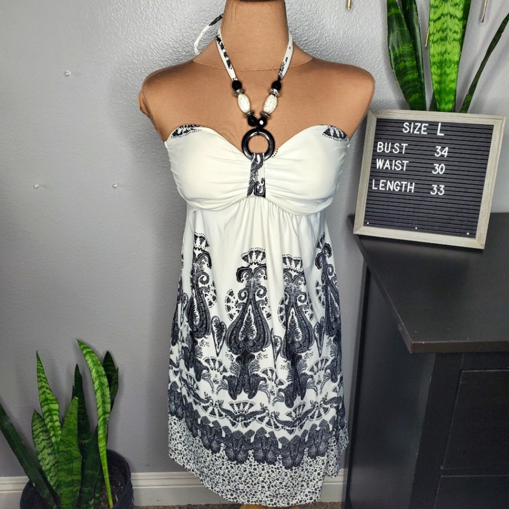 White Paisley Pattern Dress